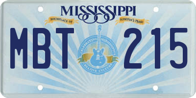 MS license plate MBT215