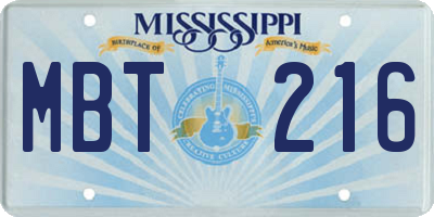MS license plate MBT216