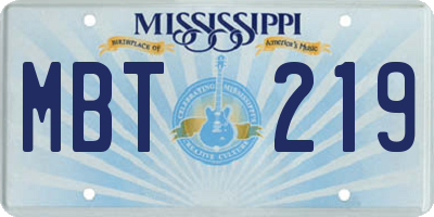 MS license plate MBT219