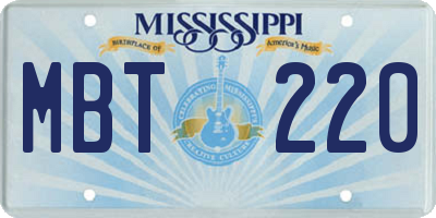 MS license plate MBT220