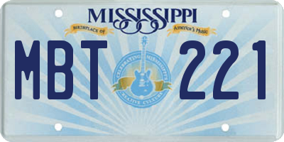 MS license plate MBT221