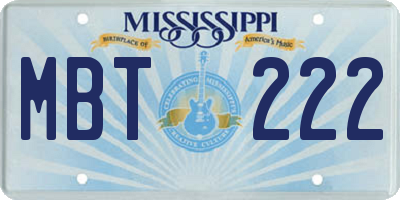 MS license plate MBT222