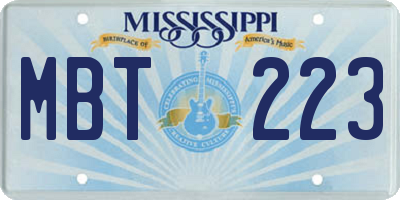 MS license plate MBT223