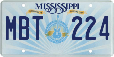 MS license plate MBT224