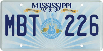 MS license plate MBT226