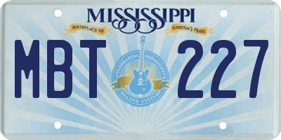 MS license plate MBT227