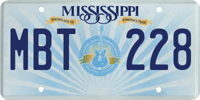 MS license plate MBT228