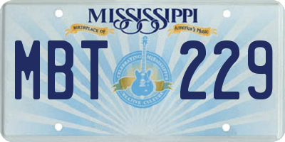 MS license plate MBT229
