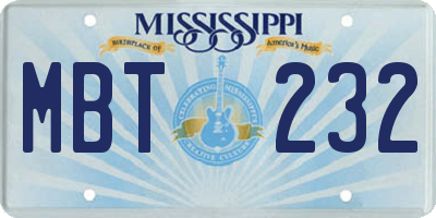 MS license plate MBT232