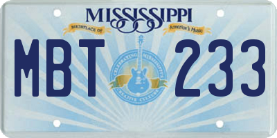 MS license plate MBT233