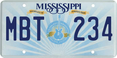 MS license plate MBT234