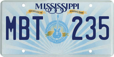 MS license plate MBT235