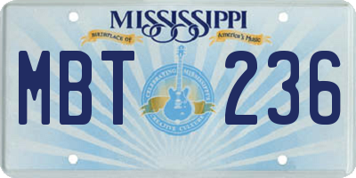 MS license plate MBT236
