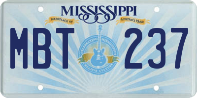 MS license plate MBT237