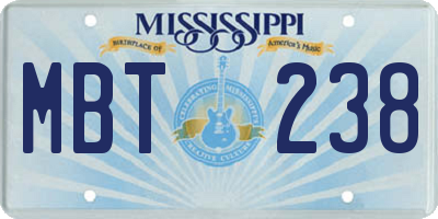 MS license plate MBT238