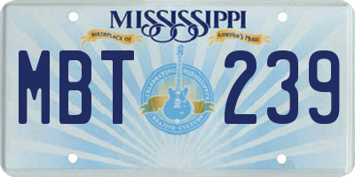 MS license plate MBT239