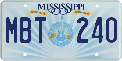 MS license plate MBT240