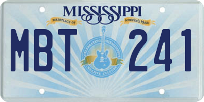 MS license plate MBT241