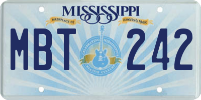 MS license plate MBT242