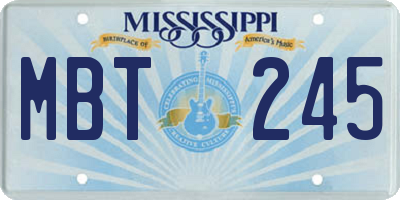 MS license plate MBT245