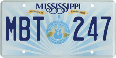 MS license plate MBT247