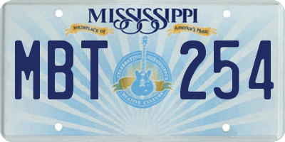 MS license plate MBT254