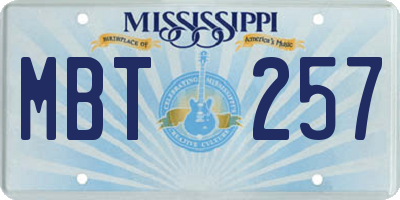 MS license plate MBT257