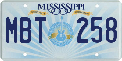 MS license plate MBT258