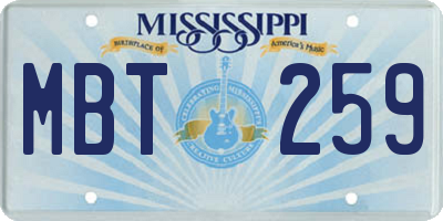 MS license plate MBT259
