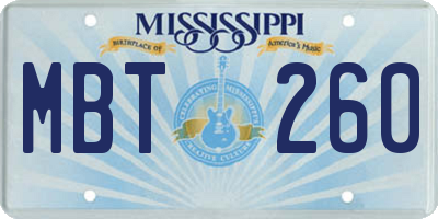 MS license plate MBT260