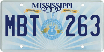 MS license plate MBT263