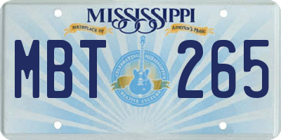 MS license plate MBT265