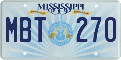 MS license plate MBT270