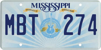 MS license plate MBT274