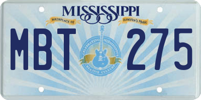 MS license plate MBT275