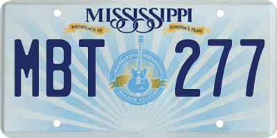 MS license plate MBT277