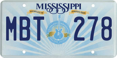 MS license plate MBT278