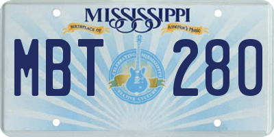 MS license plate MBT280