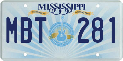 MS license plate MBT281