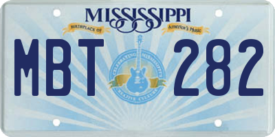 MS license plate MBT282