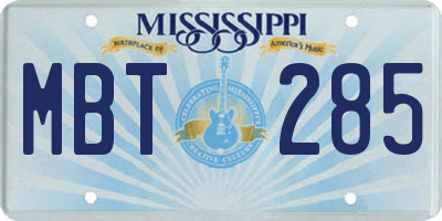 MS license plate MBT285