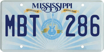 MS license plate MBT286