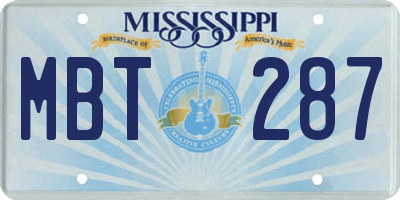 MS license plate MBT287