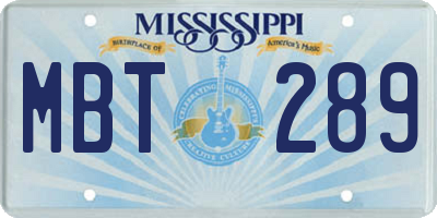 MS license plate MBT289
