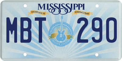 MS license plate MBT290