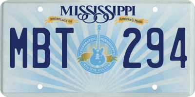 MS license plate MBT294
