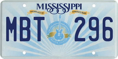 MS license plate MBT296