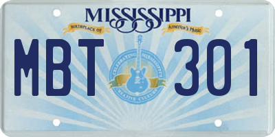 MS license plate MBT301
