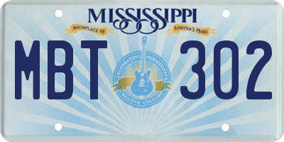MS license plate MBT302