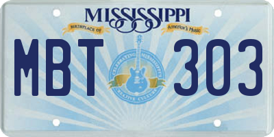 MS license plate MBT303